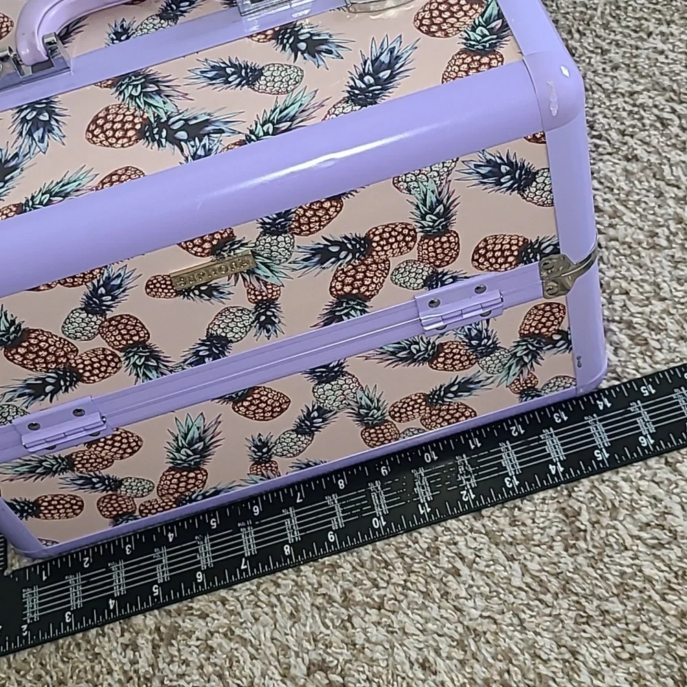 Sephora Limited Edition Pineapple Print Makeup Train Case - Lavender Trim